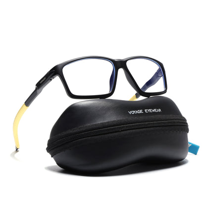 Voyage Active Black Rectangle Eyeglasses for Men & Women - MG5691-C9