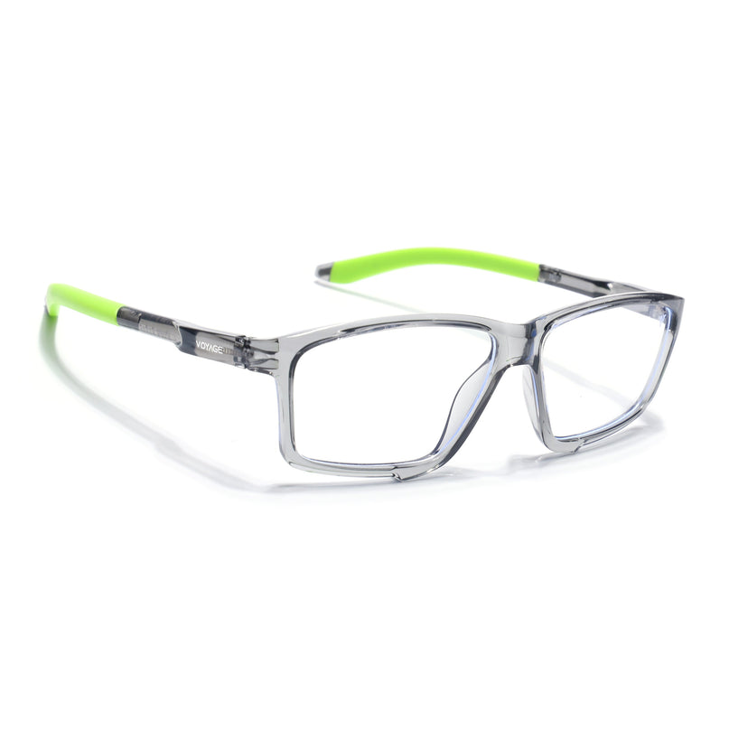 Voyage Active Transparent Grey Rectangle Eyeglasses for Men & Women - MG5692-C10