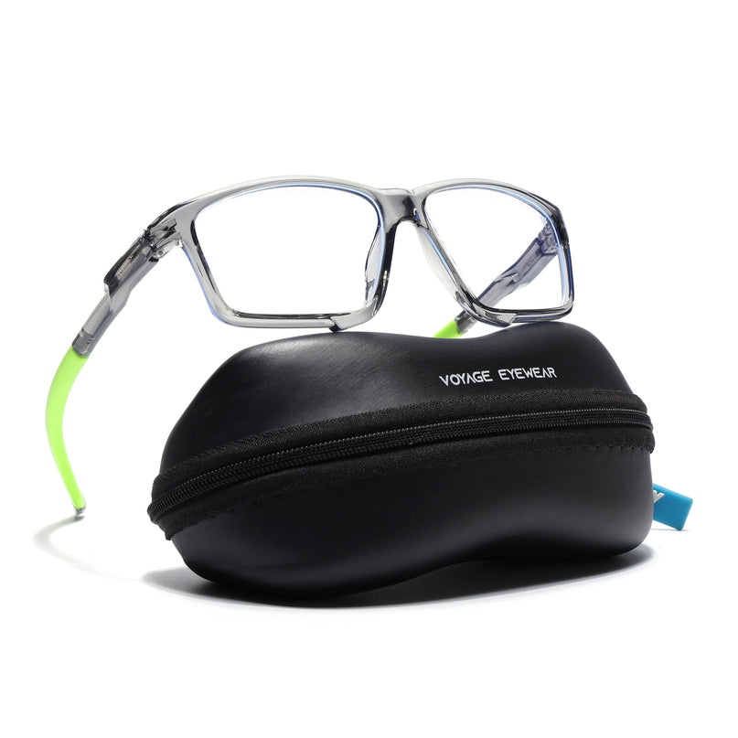 Voyage Active Transparent Grey Rectangle Eyeglasses for Men & Women - MG5692-C10