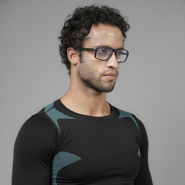 Voyage Active Black Rectangle Eyeglasses for Men & Women - MG5693-C1