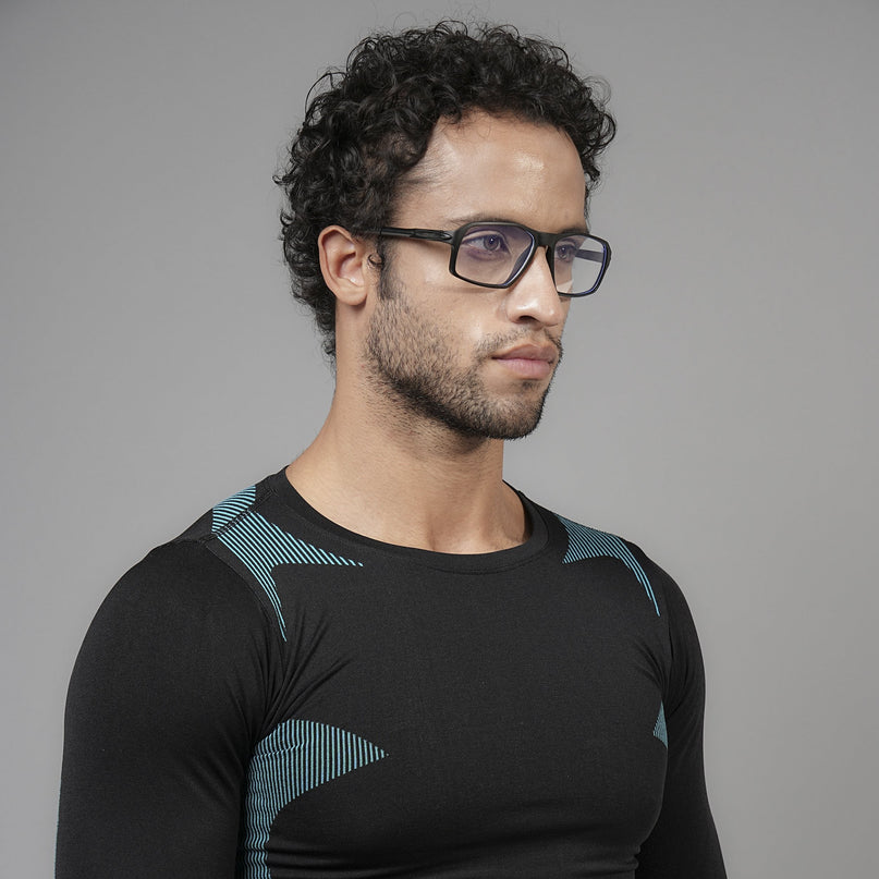 Voyage Active Black Rectangle Eyeglasses for Men & Women - MG5693-C1
