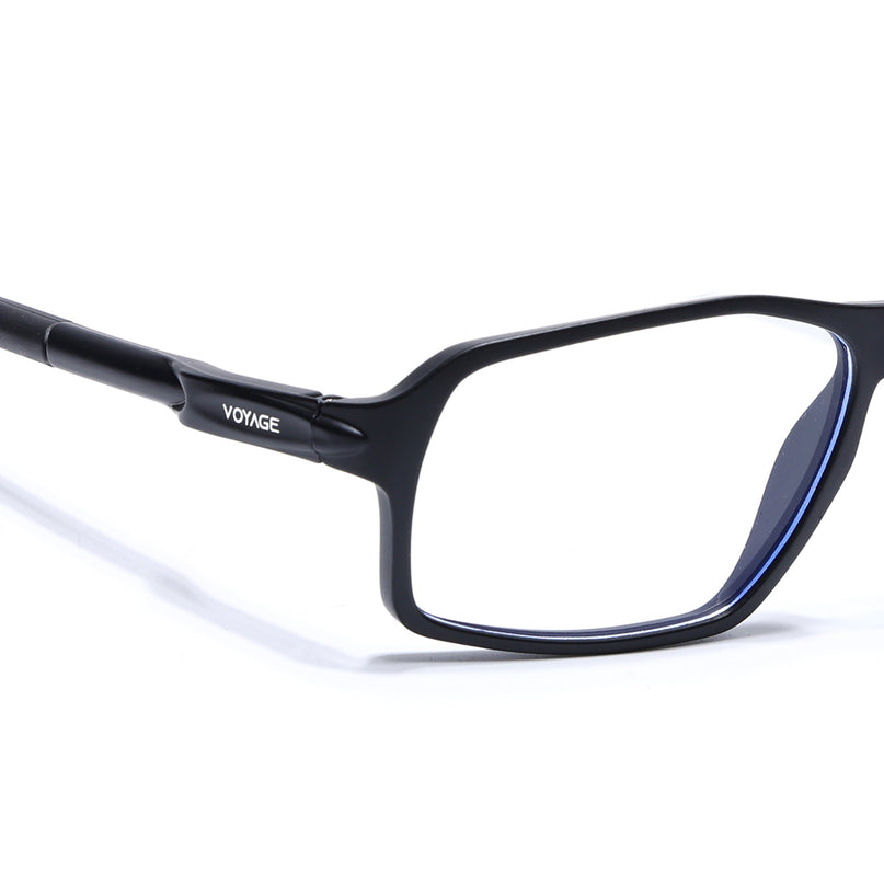 Voyage Active Black Rectangle Eyeglasses for Men & Women - MG5693-C1