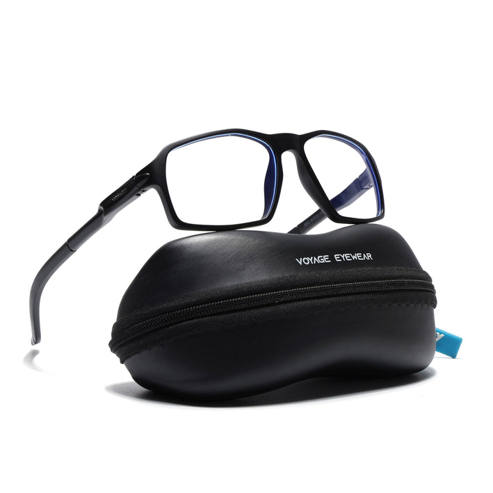Voyage Active Black Rectangle Eyeglasses for Men & Women - MG5693-C1
