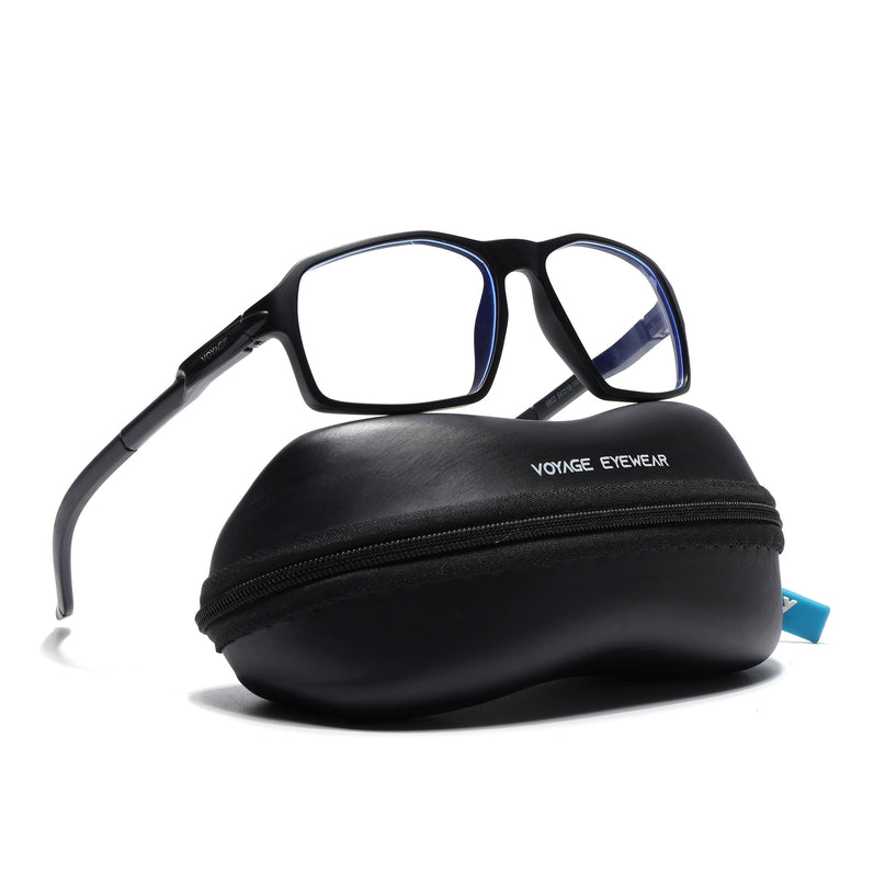 Voyage Active Black Rectangle Eyeglasses for Men & Women - MG5693-C1