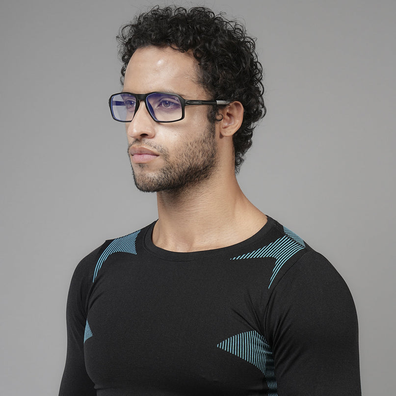 Voyage Active Black Rectangle Eyeglasses for Men & Women - MG5694-C2