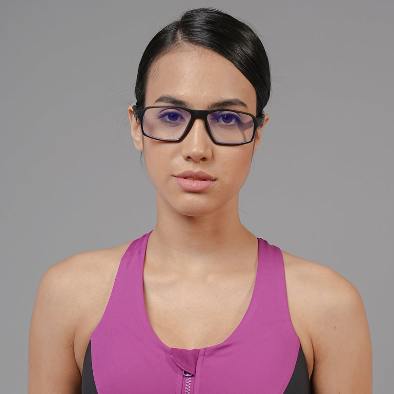 Voyage Active Black Rectangle Eyeglasses for Men & Women - MG5694-C2