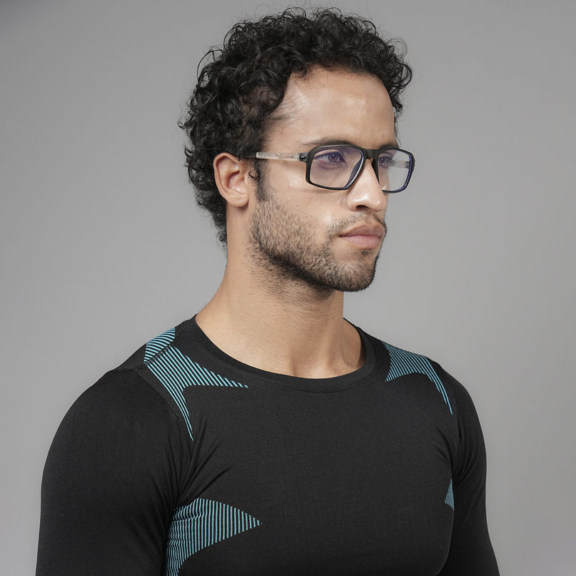 Voyage Active Black Rectangle Eyeglasses for Men & Women - MG5695-C3