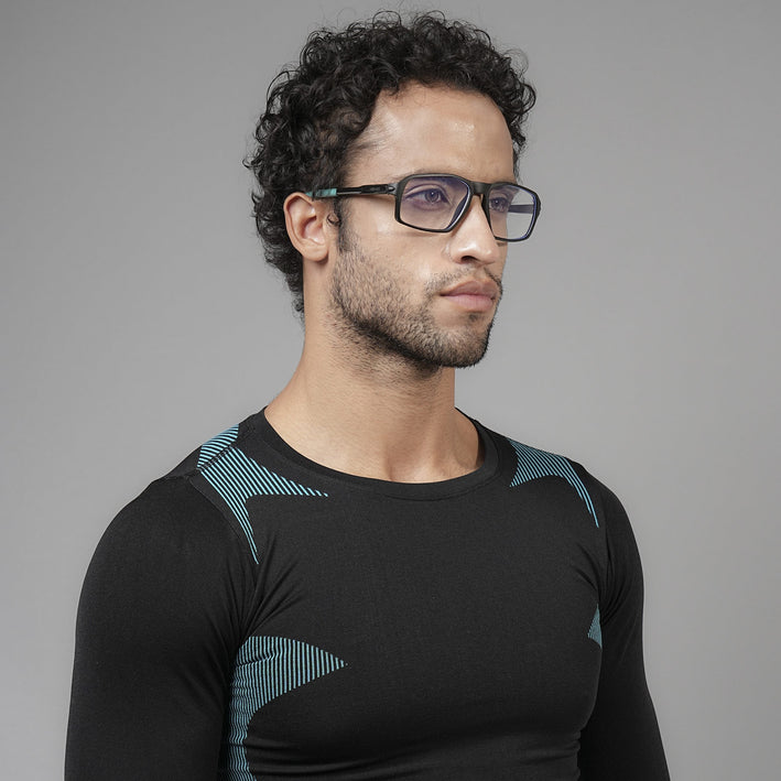 Voyage Active Black Rectangle Eyeglasses for Men & Women - MG5697-C5