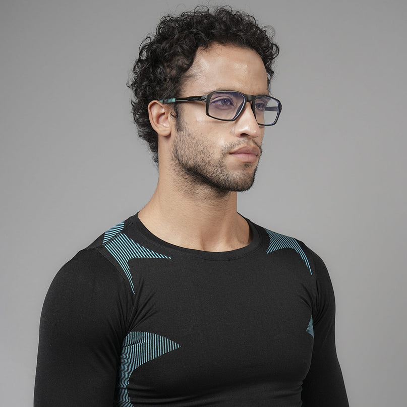 Voyage Active Black Rectangle Eyeglasses for Men & Women - MG5697-C5