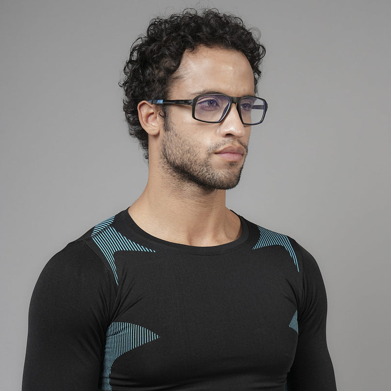 Voyage Active Black Rectangle Eyeglasses for Men & Women - MG5698-C6