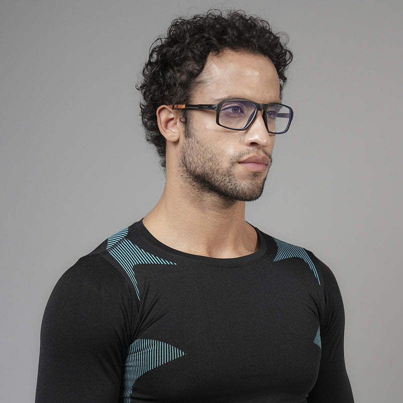 Voyage Active Black Rectangle Eyeglasses for Men & Women - MG5699-C7