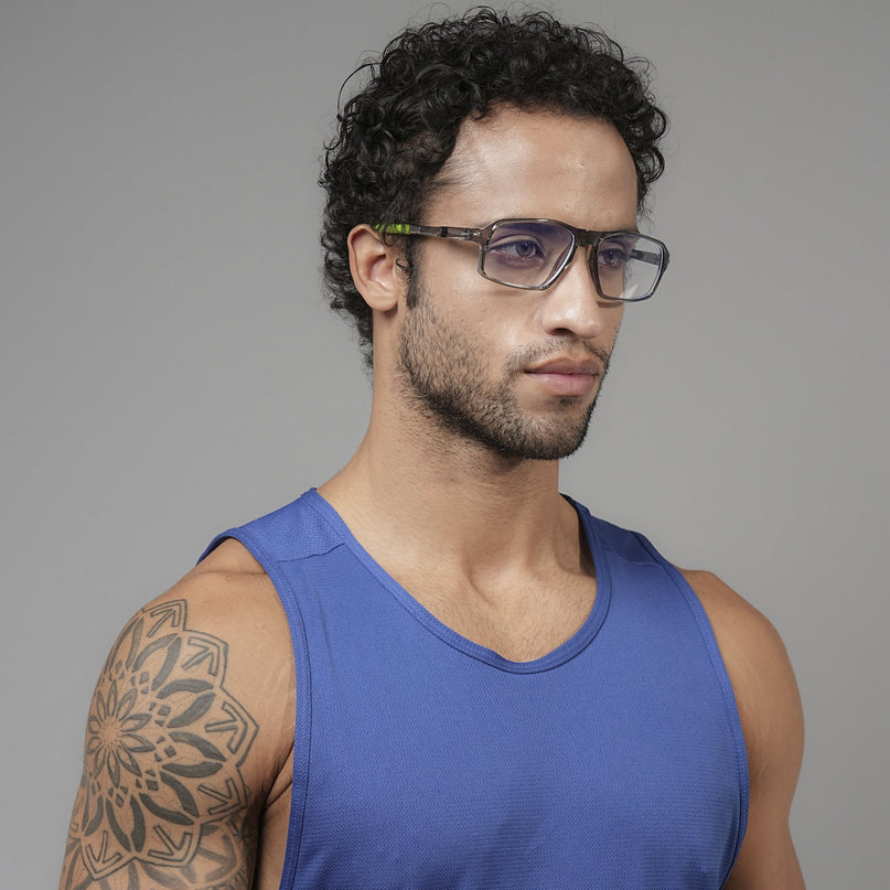 Voyage Active Transparent Grey Rectangle Eyeglasses for Men & Women - MG5702-C10