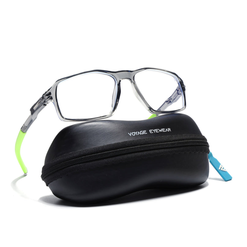 Voyage Active Transparent Grey Rectangle Eyeglasses for Men & Women - MG5702-C10
