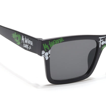 Voyage Ministikers Square Sunglasses for Kids (Football)-6 yrs To 12 yrs (Grey Lens | Black Frame - MG6584)