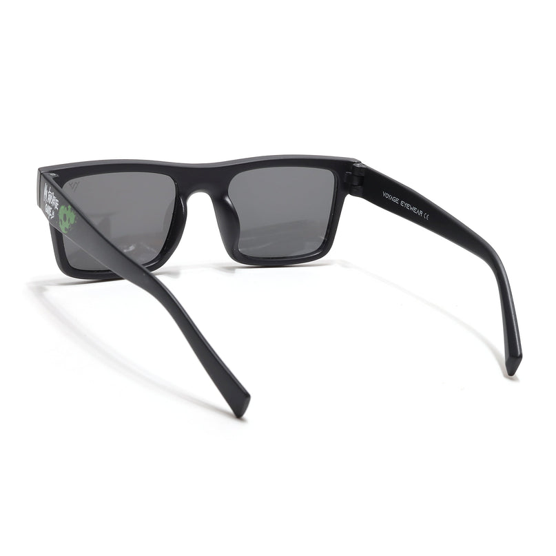 Voyage Ministikers Square Sunglasses for Kids (Football)-6 yrs To 12 yrs (Grey Lens | Black Frame - MG6584)