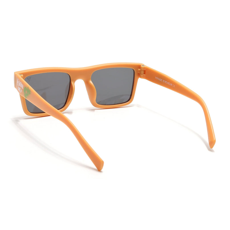 Voyage Ministikers Square Sunglasses for Kids (Football)-6 yrs To 12 yrs (Grey Lens | Matt Yellow Frame - MG6585)