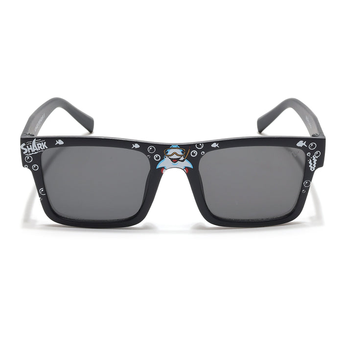 Voyage Sea Safari Square Sunglasses for Kids (Shark)-6 yrs To 12 yrs (Grey Lens | Black Frame - MG6588)