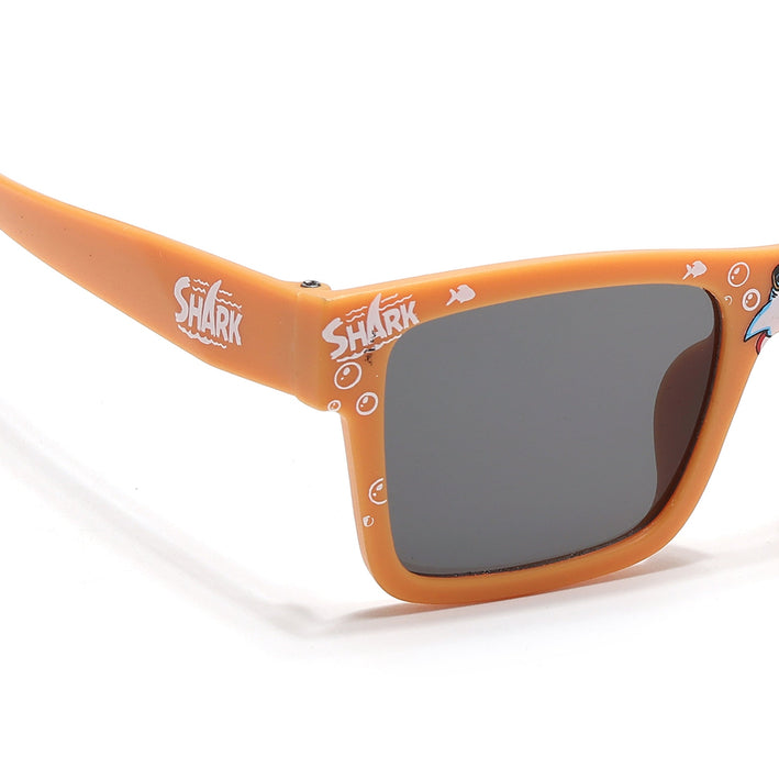 Voyage Sea Safari Square Sunglasses for Kids (Shark)-6 yrs To 12 yrs (Grey Lens | Matt Yellow Frame - MG6589)