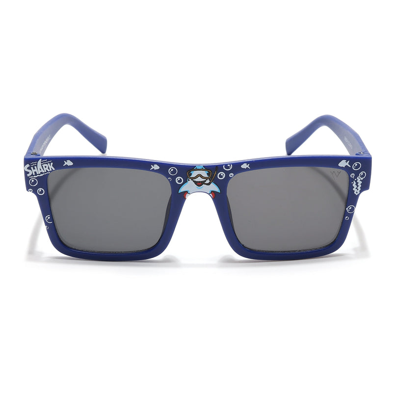 Voyage Sea Safari Square Sunglasses for Kids (Shark)-6 yrs To 12 yrs (Grey Lens | Blue Frame - MG6590)