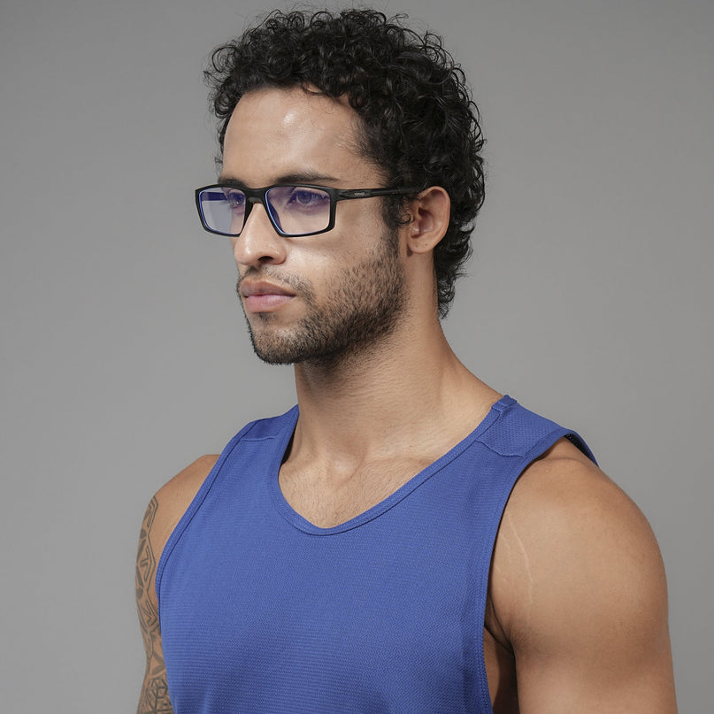 Voyage Active Black Rectangle Eyeglasses for Men & Women - MG5703-C1