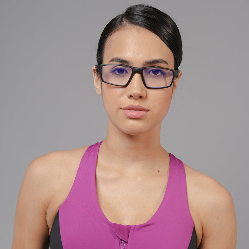 Voyage Active Black Rectangle Eyeglasses for Men & Women - MG5704-C2