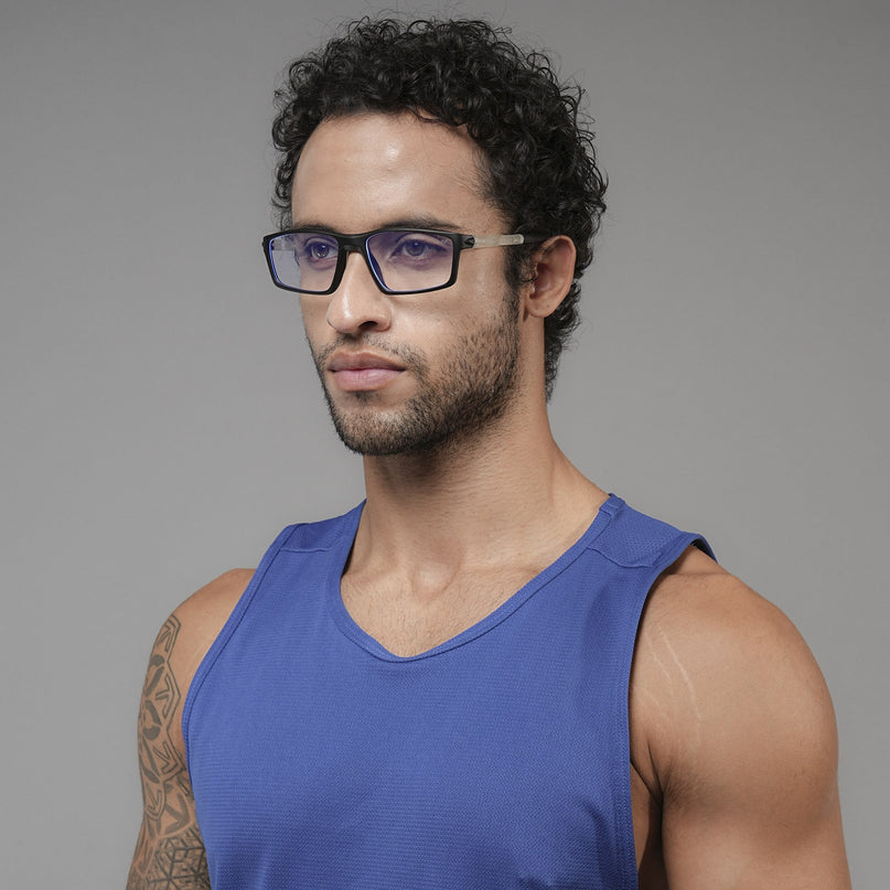 Voyage Active Black Rectangle Eyeglasses for Men & Women - MG5705-C3