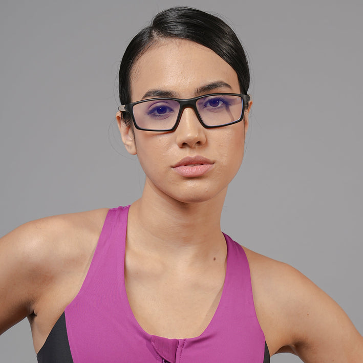 Voyage Active Black Rectangle Eyeglasses for Men & Women - MG5705-C3