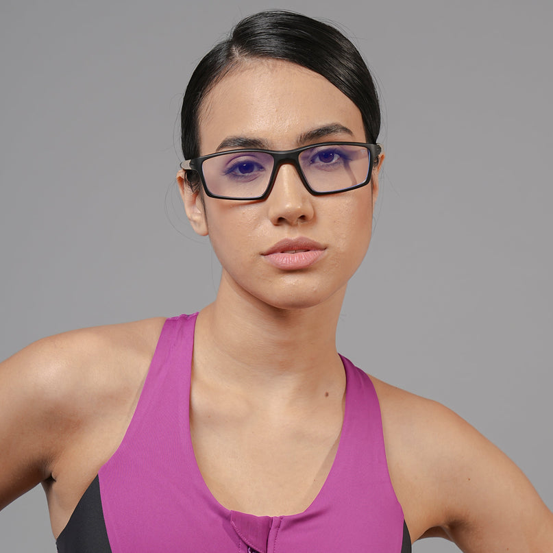 Voyage Active Black Rectangle Eyeglasses for Men & Women - MG5705-C3