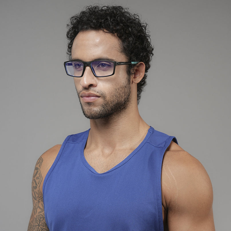 Voyage Active Black Rectangle Eyeglasses for Men & Women - MG5707-C5