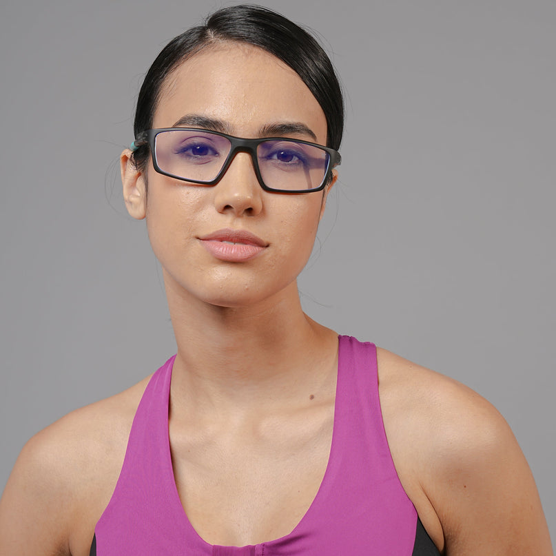 Voyage Active Black Rectangle Eyeglasses for Men & Women - MG5707-C5