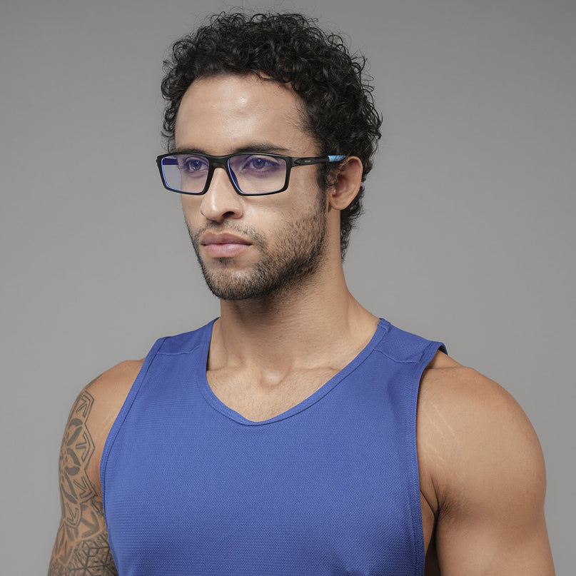 Voyage Active Black Rectangle Eyeglasses for Men & Women - MG5708-C6