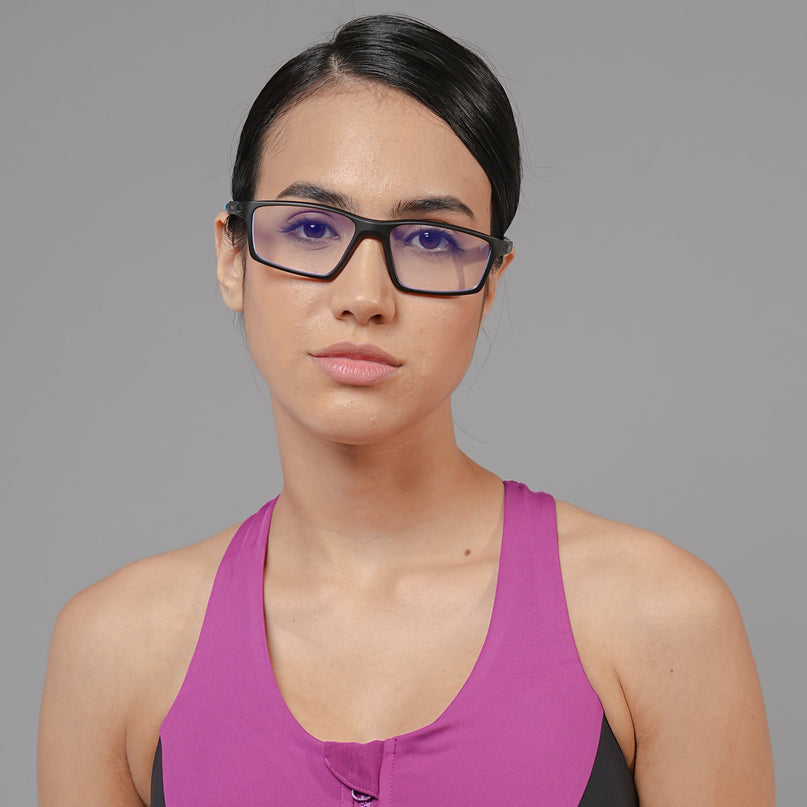 Voyage Active Black Rectangle Eyeglasses for Men & Women - MG5708-C6