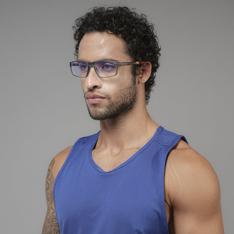 Voyage Active Grey Rectangle Eyeglasses for Men & Women - MG5709-C7