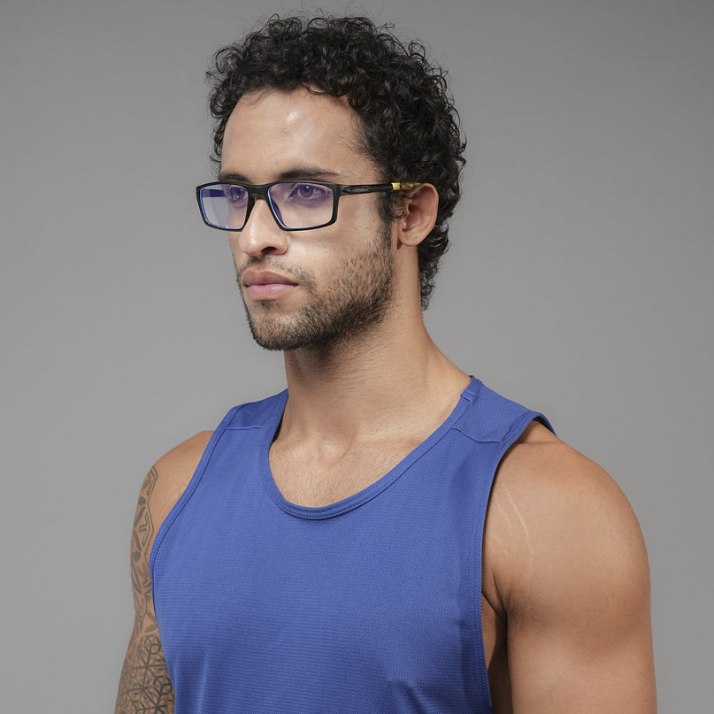 Voyage Active Black Rectangle Eyeglasses for Men & Women - MG5710-C8