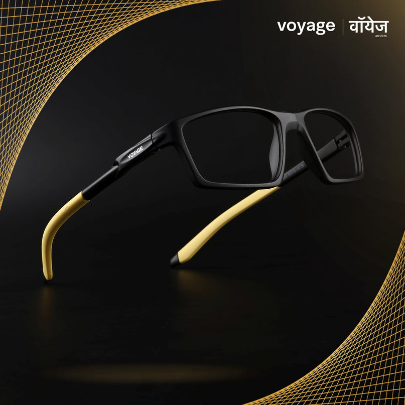 Voyage Active Black Rectangle Eyeglasses for Men & Women - MG5710-C8