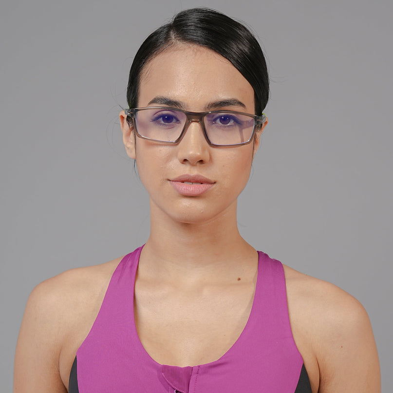 Voyage Active Transparent Grey Rectangle Eyeglasses for Men & Women - MG5711-C9