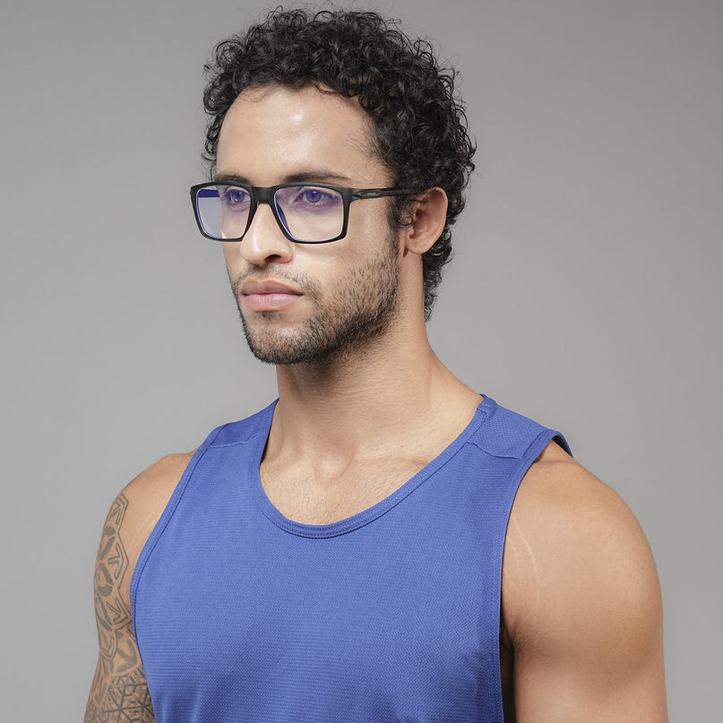Voyage Active Black Square Eyeglasses for Men & Women - MG5713-C1