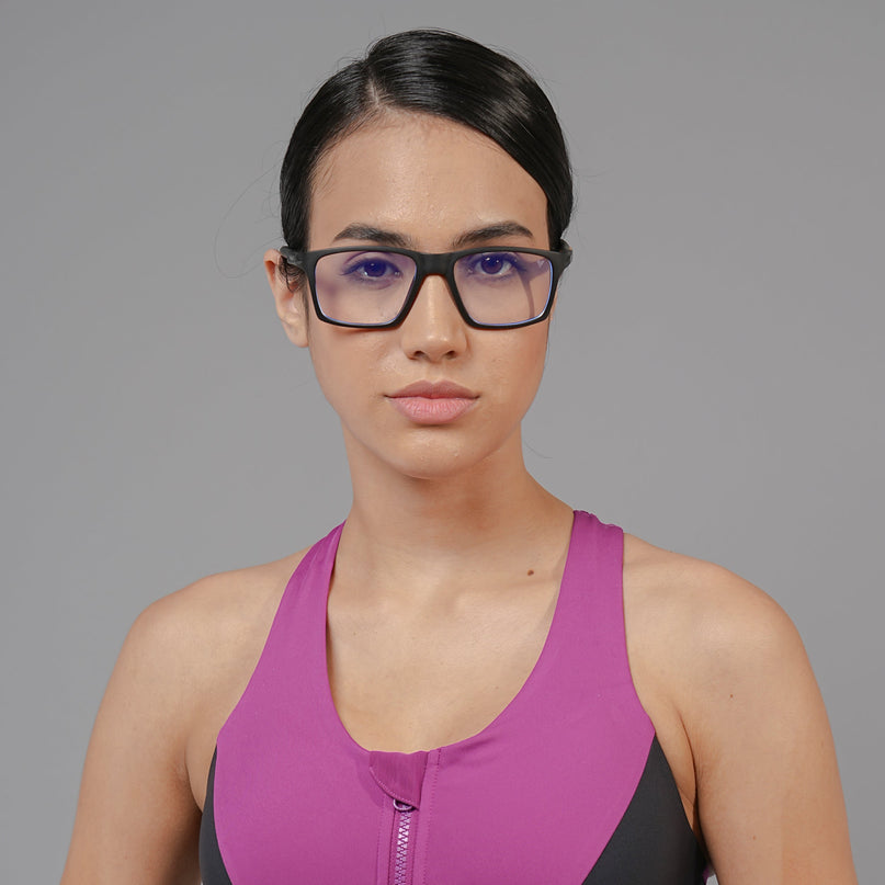 Voyage Active Black Square Eyeglasses for Men & Women - MG5713-C1