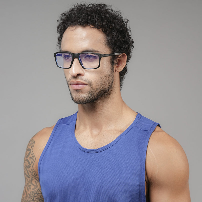 Voyage Active Black Square Eyeglasses for Men & Women - MG5714-C2