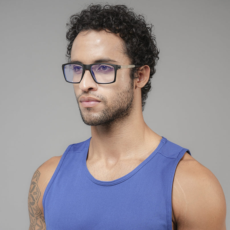 Voyage Active Black Square Eyeglasses for Men & Women - MG5715-C3