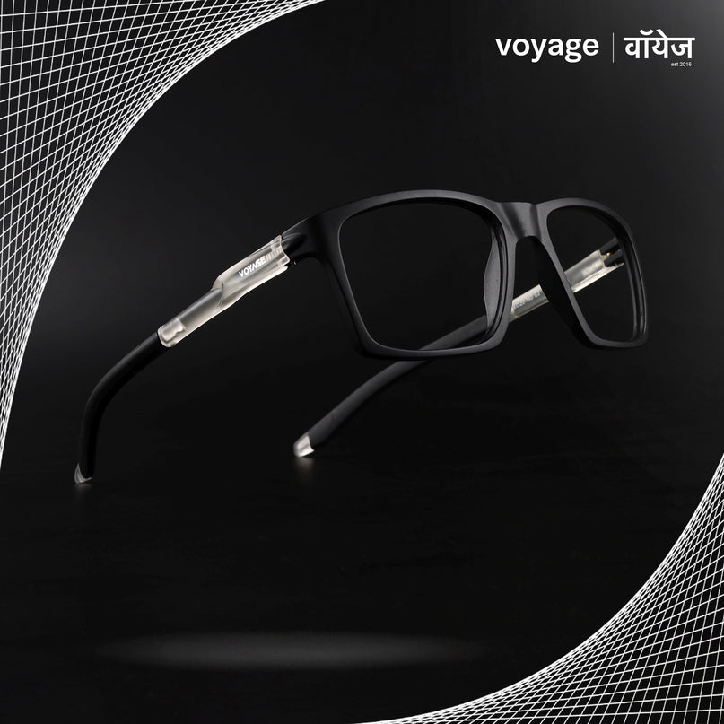 Voyage Active Black Square Eyeglasses for Men & Women - MG5715-C3