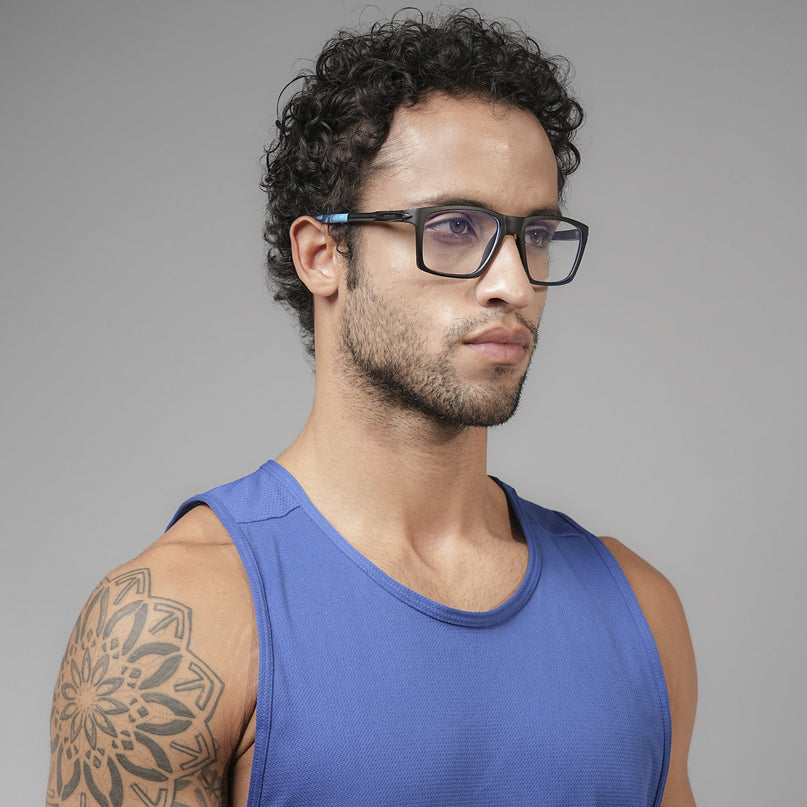 Voyage Active Black Square Eyeglasses for Men & Women - MG5718-C6