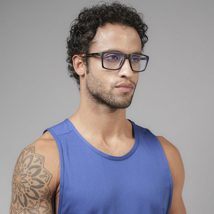 Voyage Active Black Square Eyeglasses for Men & Women - MG5719-C7