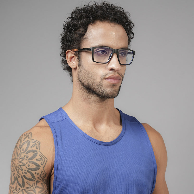 Voyage Active Black Square Eyeglasses for Men & Women - MG5719-C7