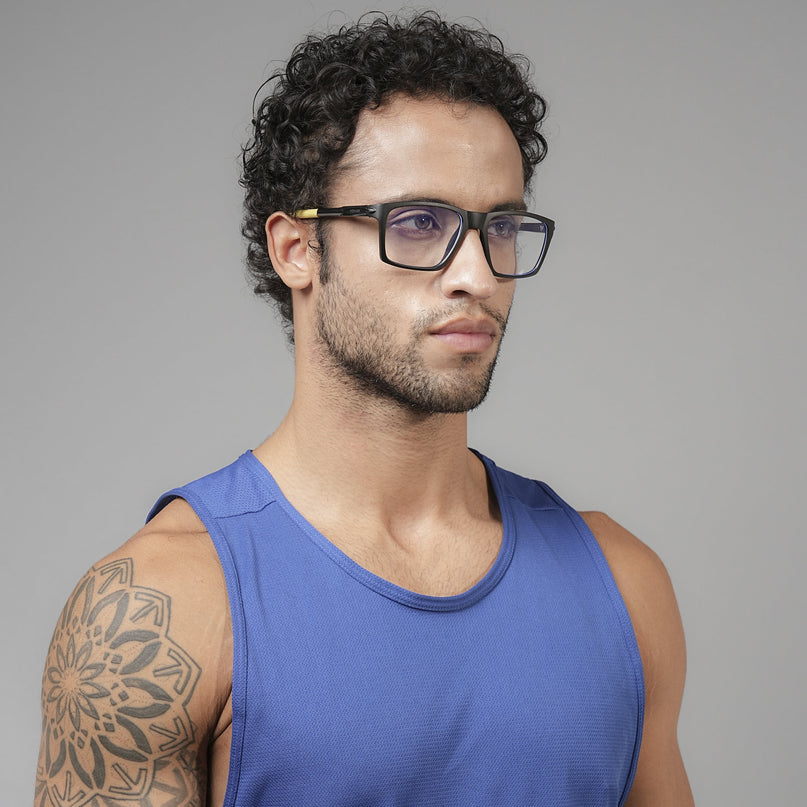 Voyage Active Black Square Eyeglasses for Men & Women - MG5721-C9