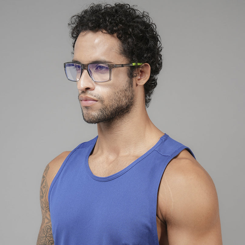 Voyage Active Transparent Grey Square Eyeglasses for Men & Women - MG5722-C10