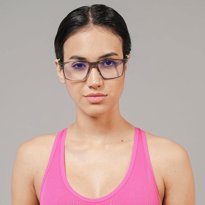 Voyage Active Transparent Grey Square Eyeglasses for Men & Women - MG5722-C10