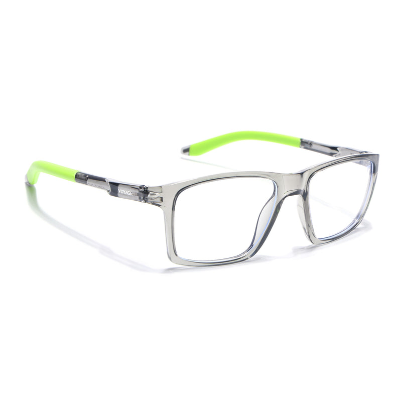 Voyage Active Transparent Grey Square Eyeglasses for Men & Women - MG5722-C10