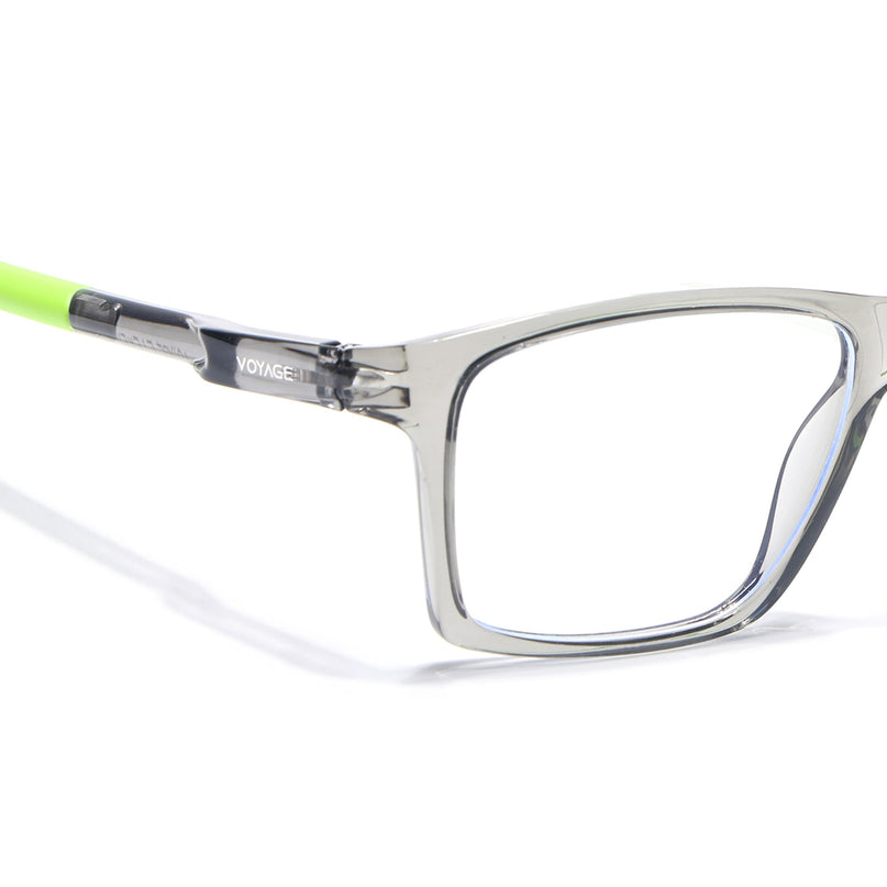 Voyage Active Transparent Grey Square Eyeglasses for Men & Women - MG5722-C10