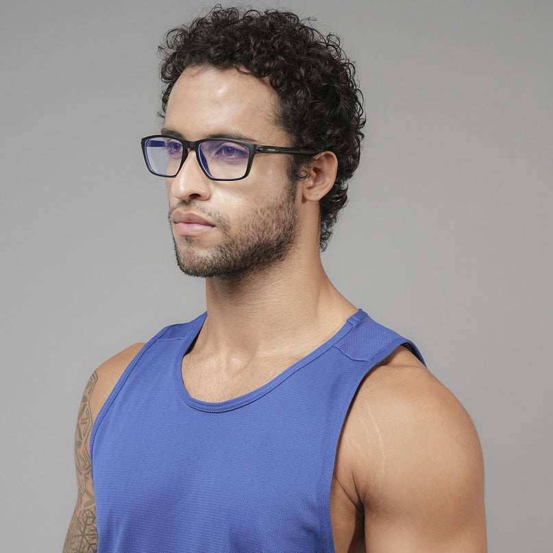 Voyage Active Black Rectangle Eyeglasses for Men & Women - MG5723-C1